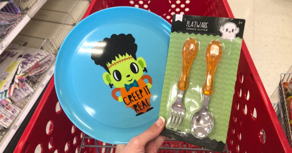 halloween kids plate and utensils at target