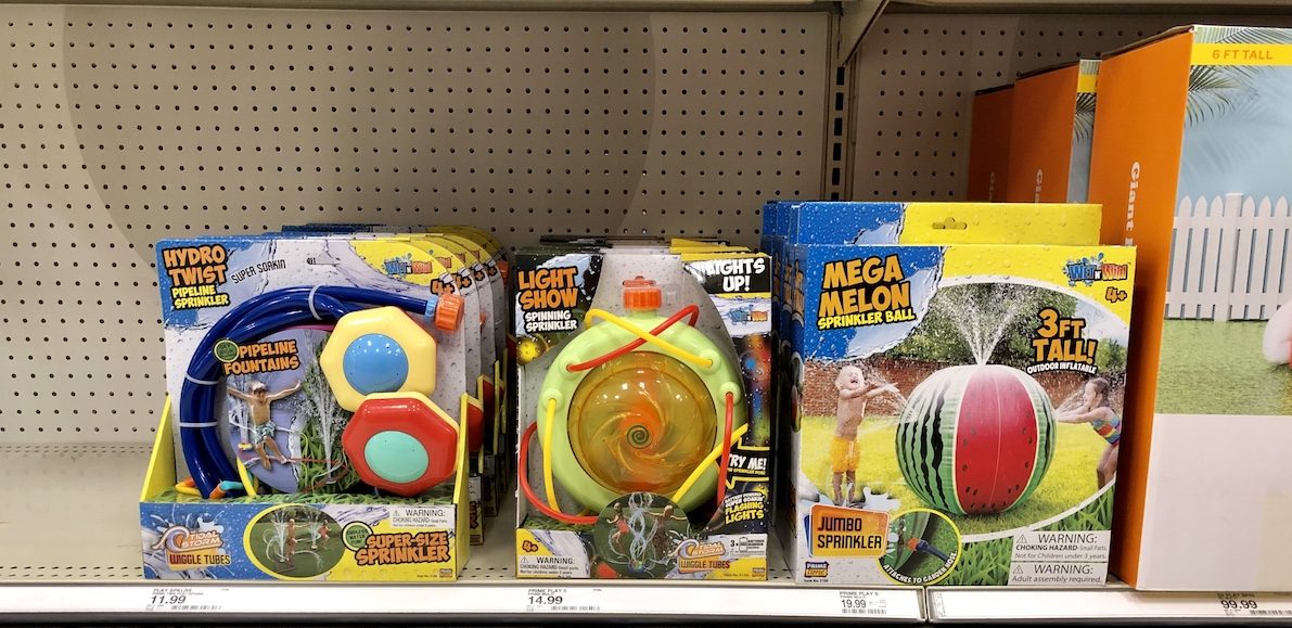 water toys on shelf in Target