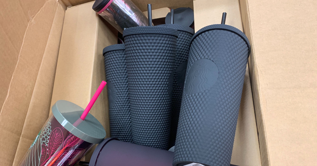 matte black tumblers from Starbucks
