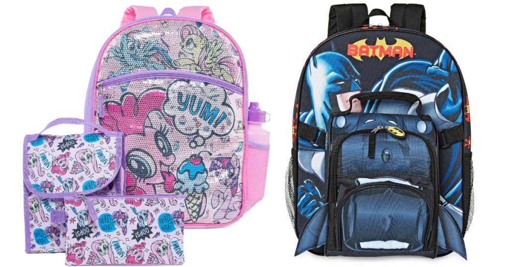 kids my little pony and batman backpacks