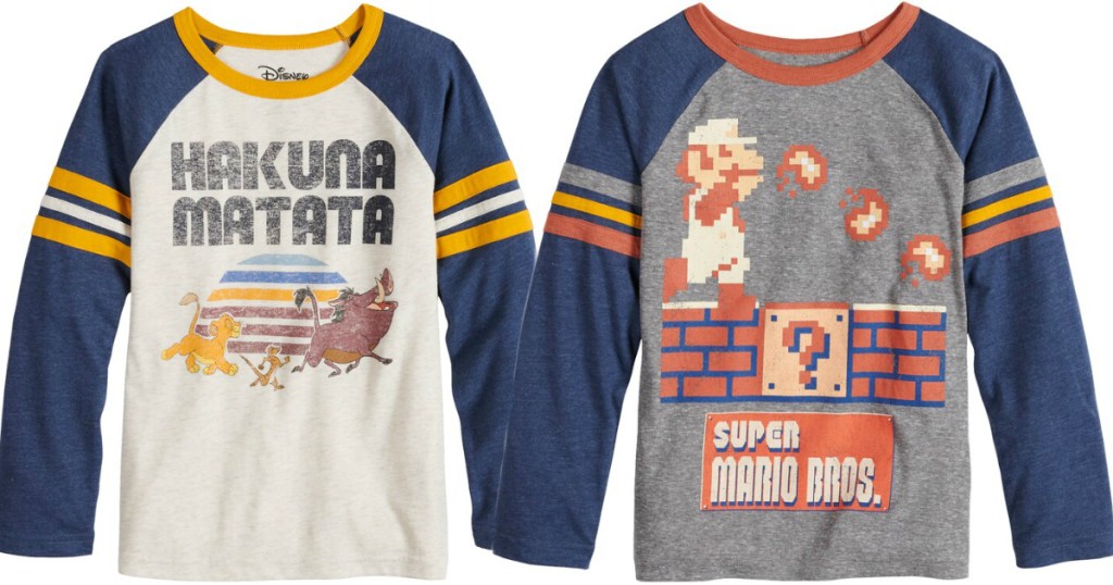 Kohl's Hakuna Matata and Mario Bros retro tees