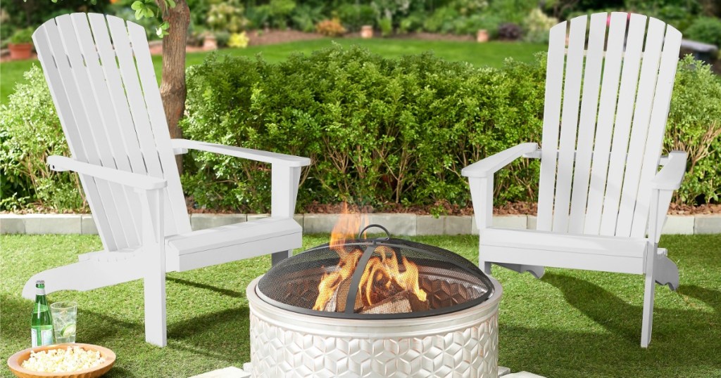 Mainstays Adirondack Chairs around firepit
