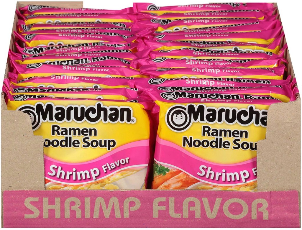 Case of Shrimp flavored Ramen noodles