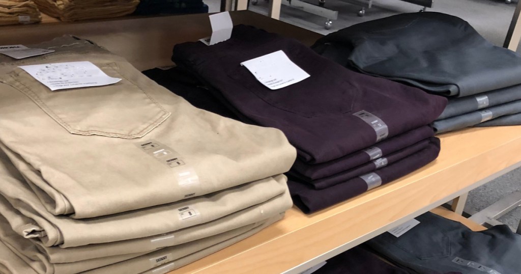 Men's Pants Khakis sitting on store shelf