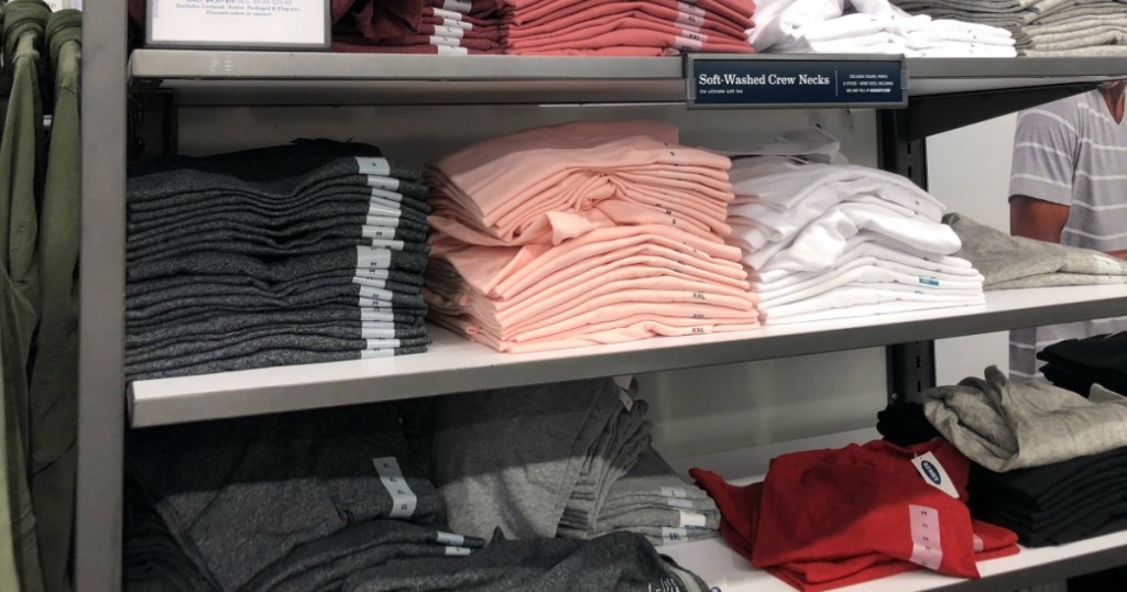 shelf with Old Navy men's tees