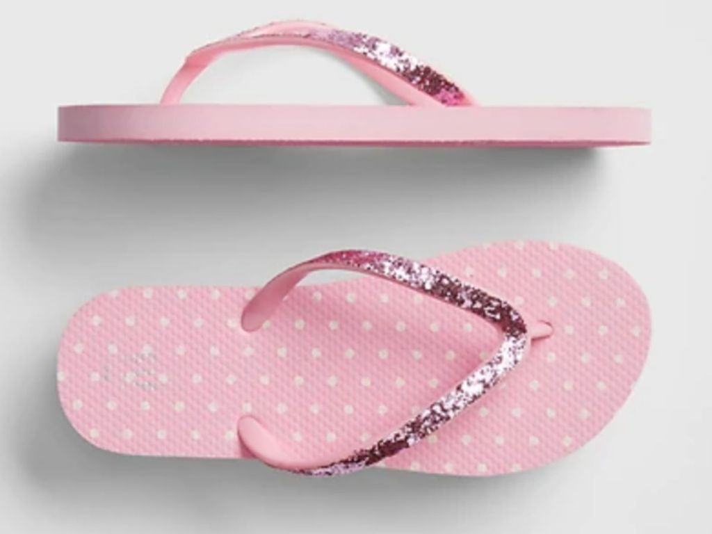 Pink polka dot with glitter straps flip flops gap