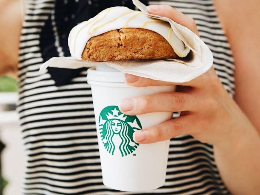 Pumpkin Scone Starbucks cup in hand