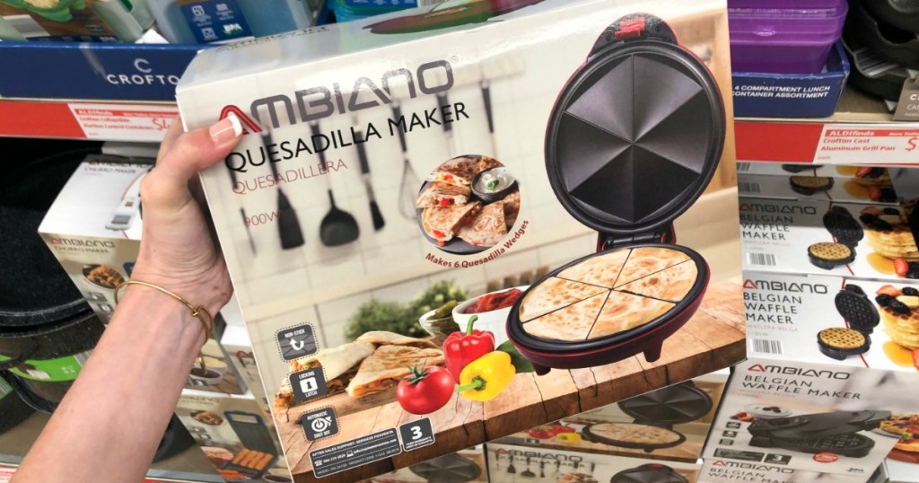 Woman holding Quesadilla Maker at ALDI