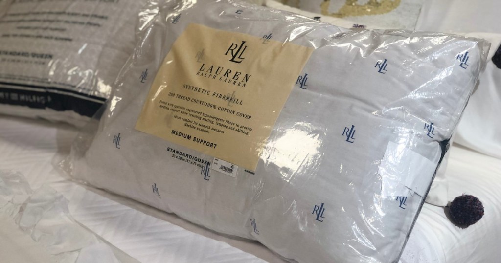 ralph lauen pillow on bed