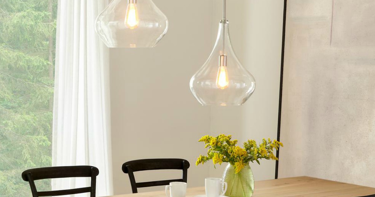 dining room with glass lights