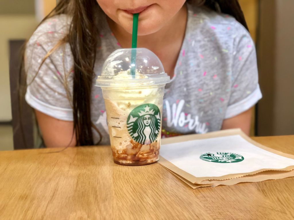 girl drinking starbucks frap