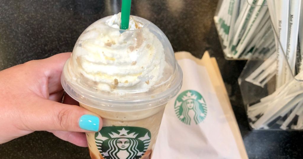 hand holding starbucks smores frap