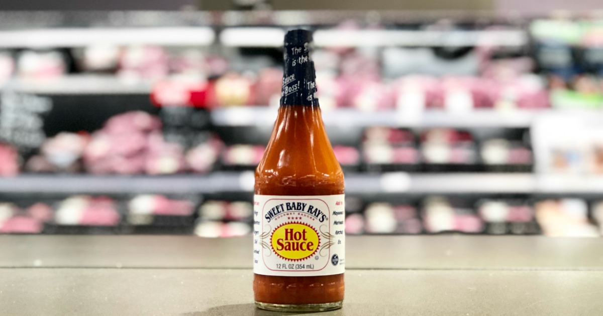 Sweet Baby Ray's Hot Sauce bottle on a tabletop