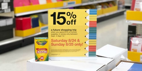 Rare 15% Off Target Purchase Coupon w/ $10 School Supplies Purchase (In-Store Only)