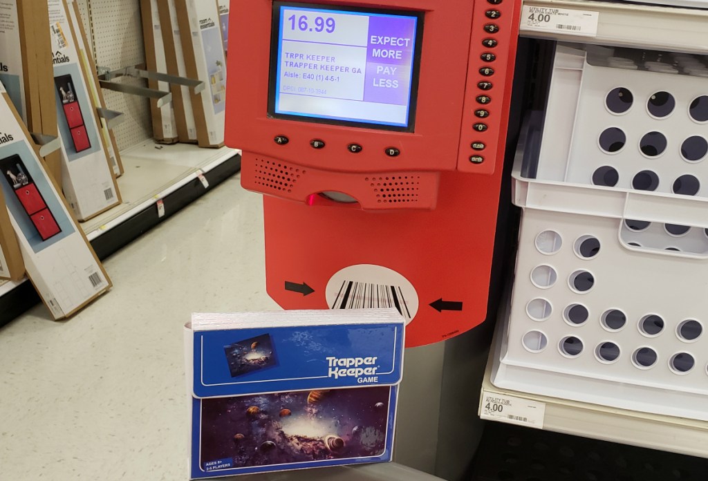 Target price scanner showing Trapper Keeper