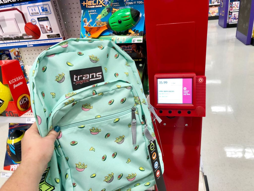 Trans by Jansport Avocado Backpack in front of target price checker