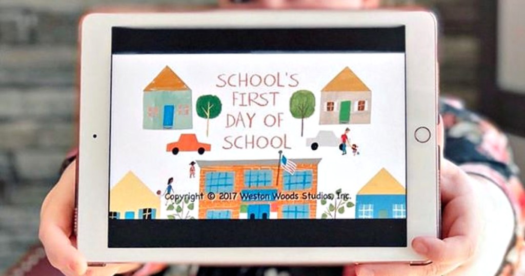 woman holding tablet with vooks books app