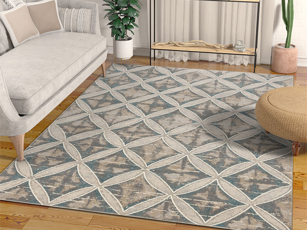 Well Woven Beige Contemporary Lattice Sofia Rug