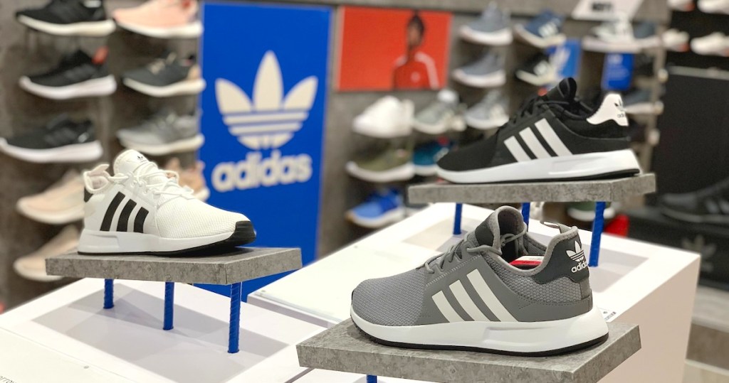 adidas sneakers on display in store