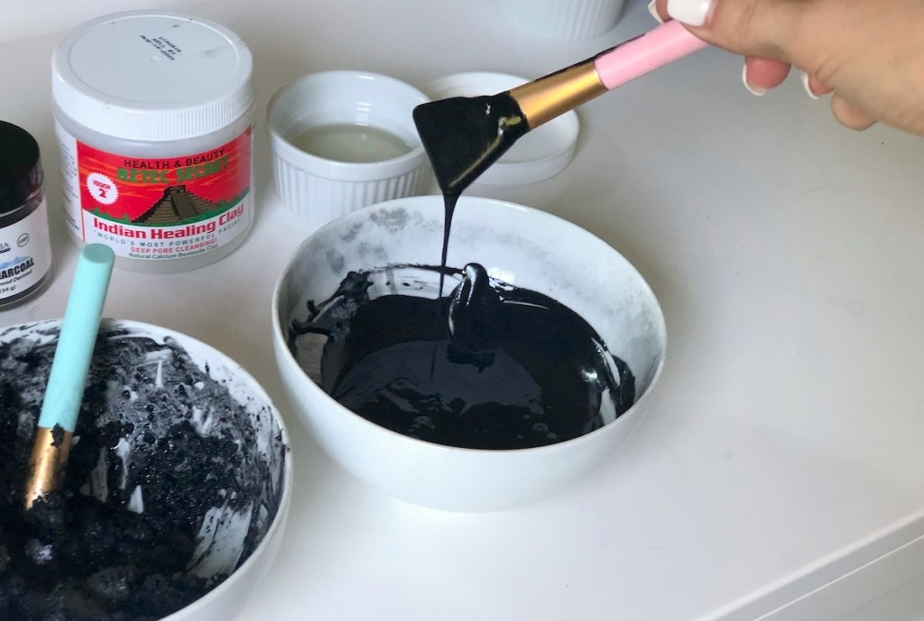 bowl of charcoal face mask 