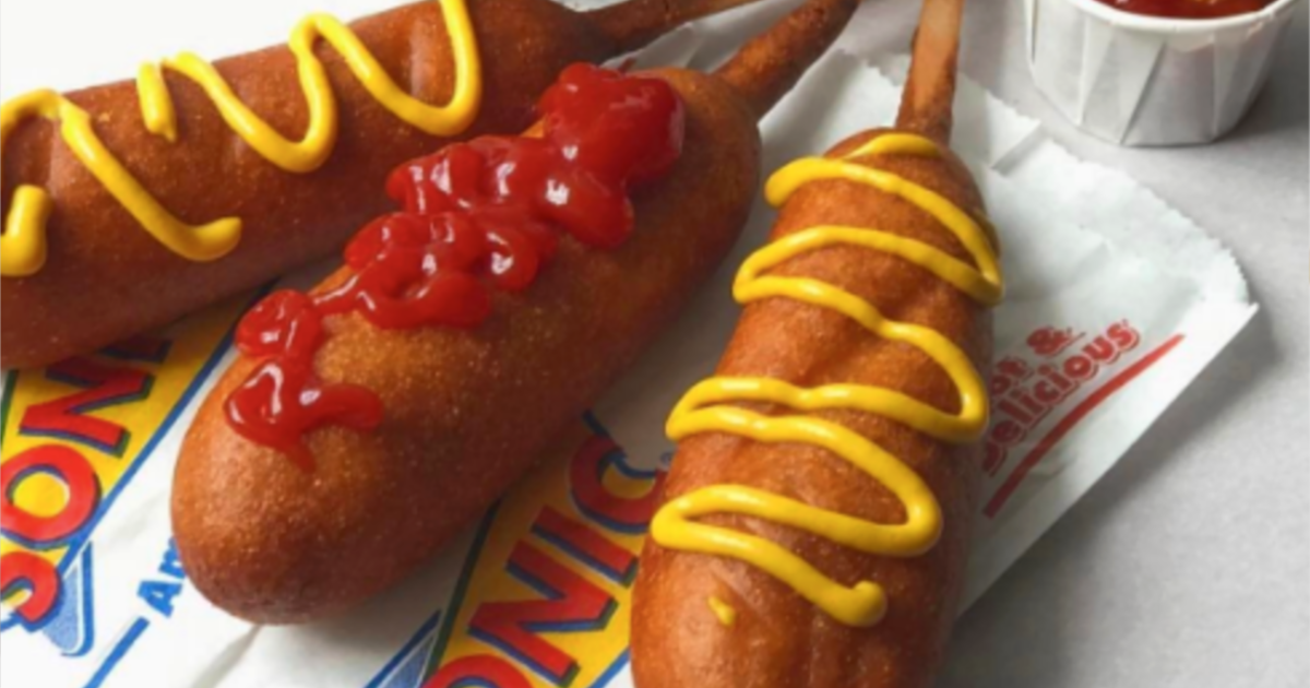 corn dogs on a platter