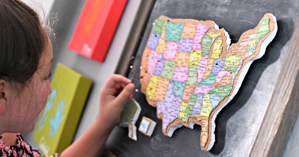 diy travel map using corkboard