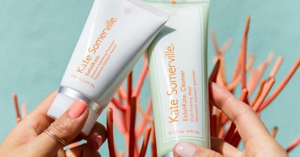 holding two kate somerville products