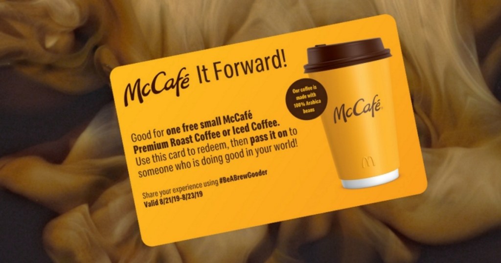 mccafe it forward card with firey background