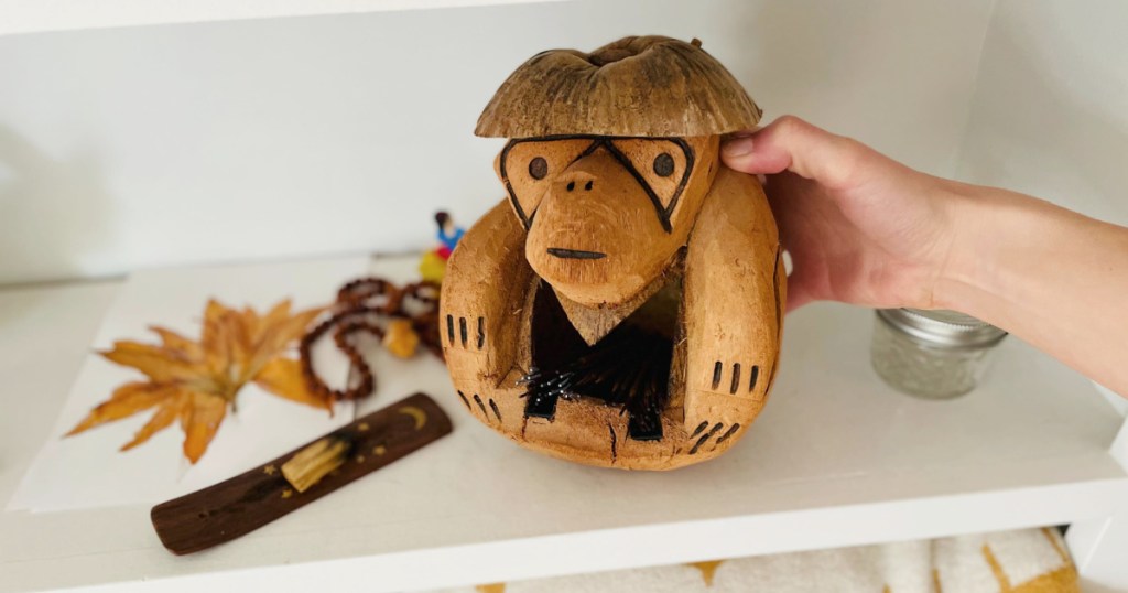 monkey carved coconut
