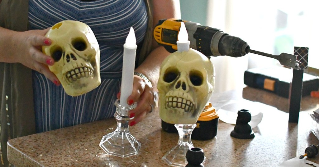 placing skulls over candlesticks