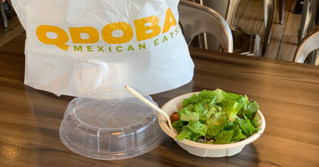 Qdoba bag and bowl