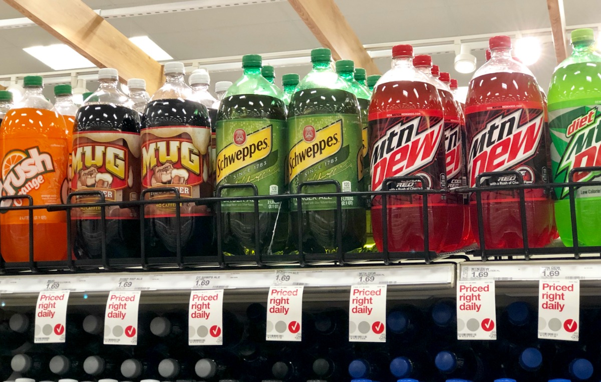 2 liter bottles on shelf at target