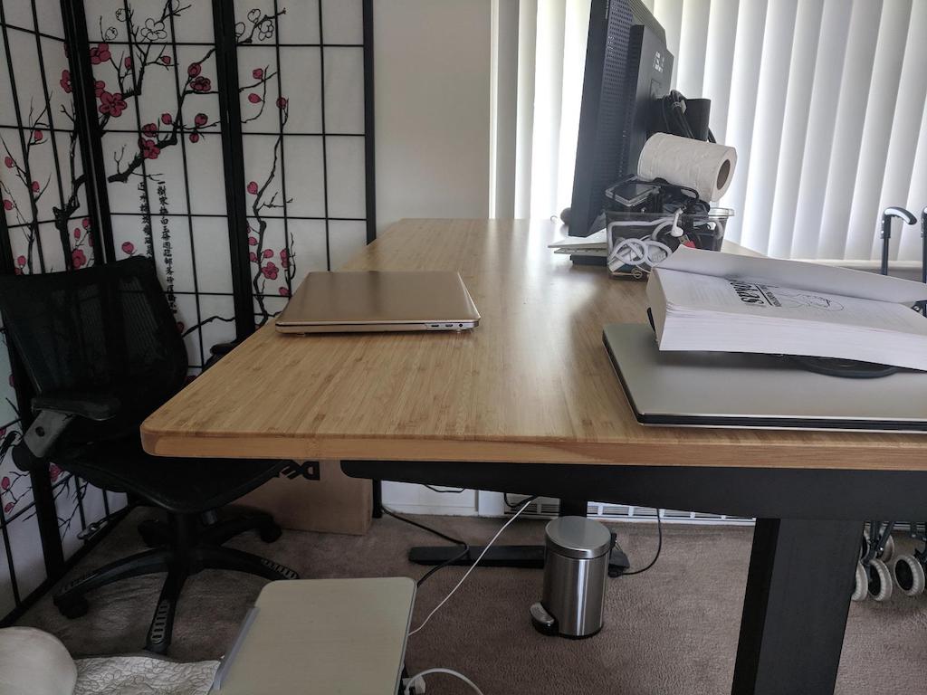 standing computer desk with wood top 