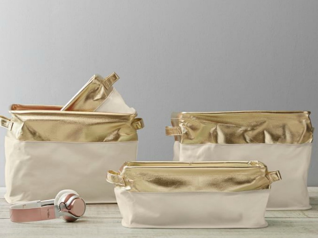 gold hello kitty bins