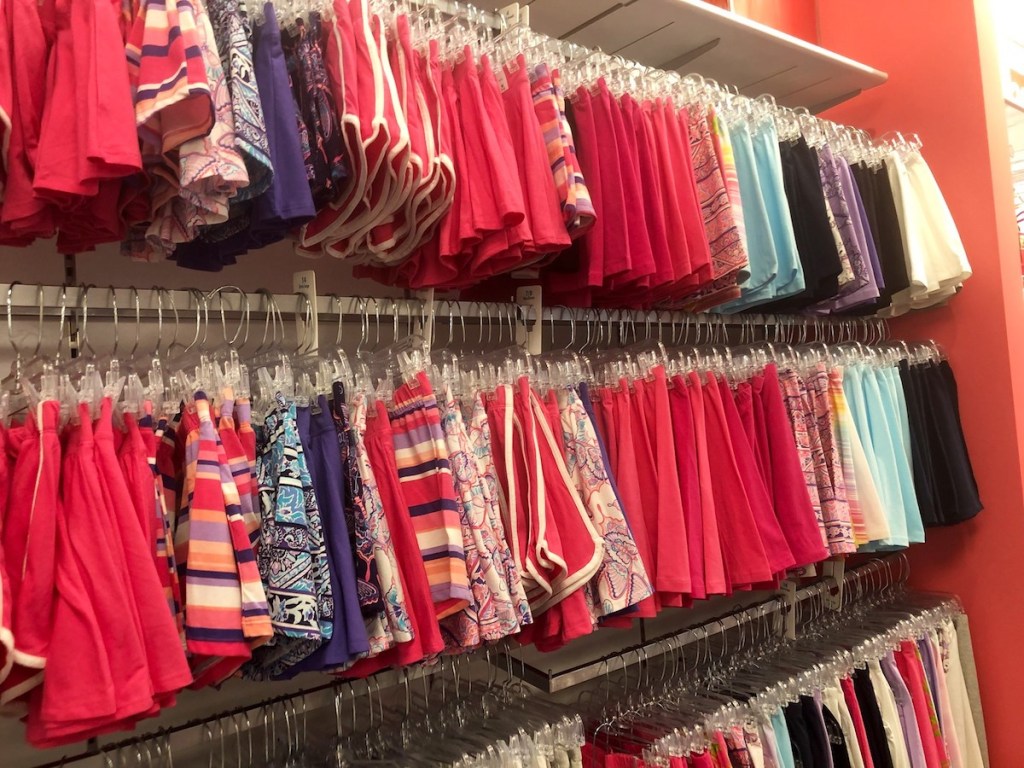 Rows of girl's shorts at The Children's Place