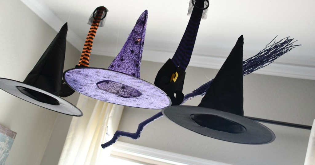 witch hats hanging from ceiling from ceiling