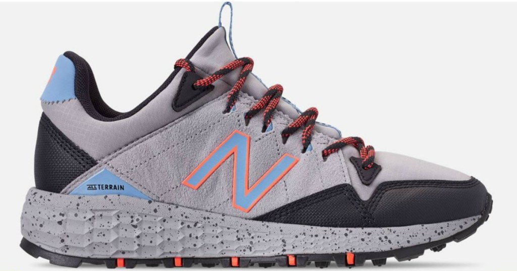 shoe with black, grey, pink and blue