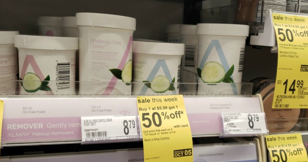 Almay Makeup Remover Wipes on Walgreens shelf