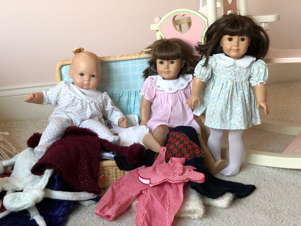 American Girl Baby and Dolls Playing