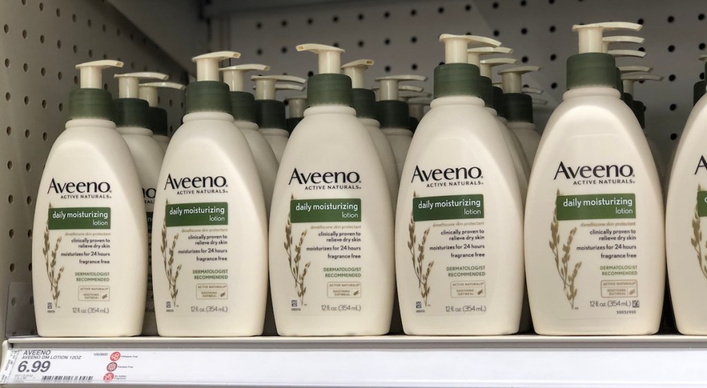 Aveeno Lotion on shelf at Target