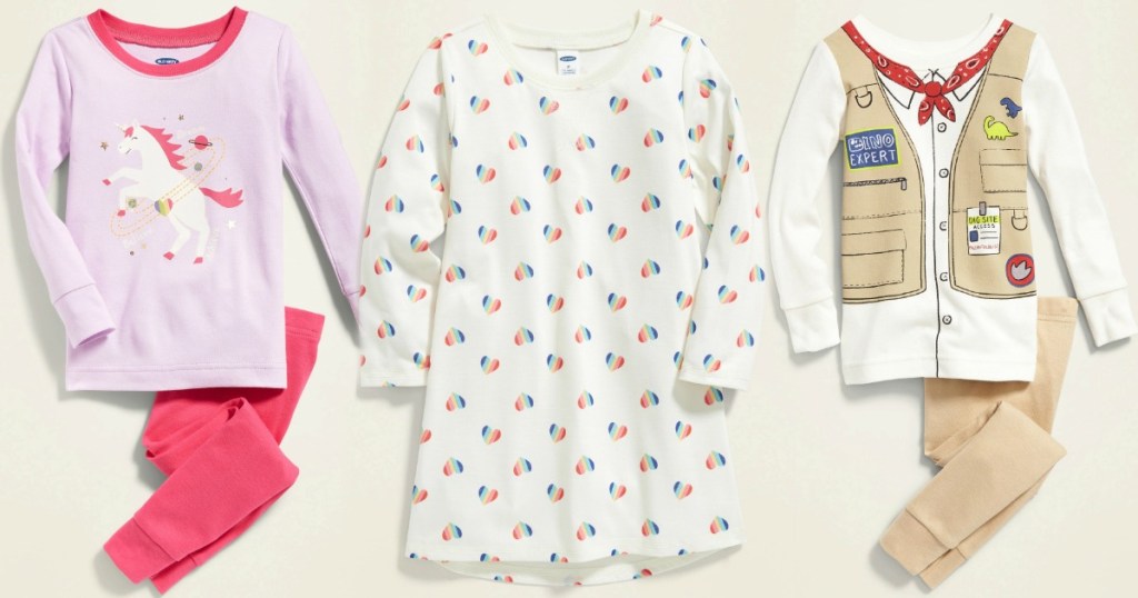 Three styles of Old Navy Baby Pajamas