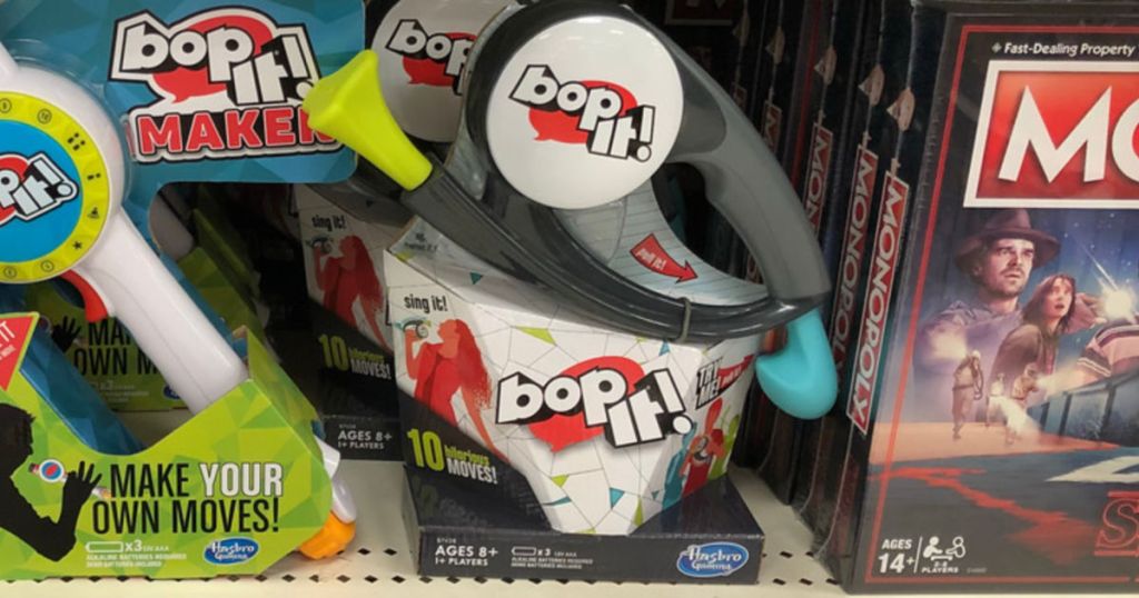 Bop It game on shelf