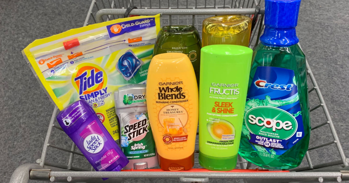 personal and household items in shopping cart