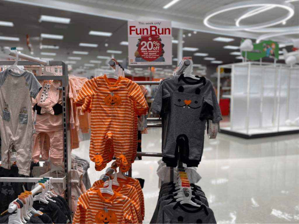 baby halloween pumpkin striped suit in store