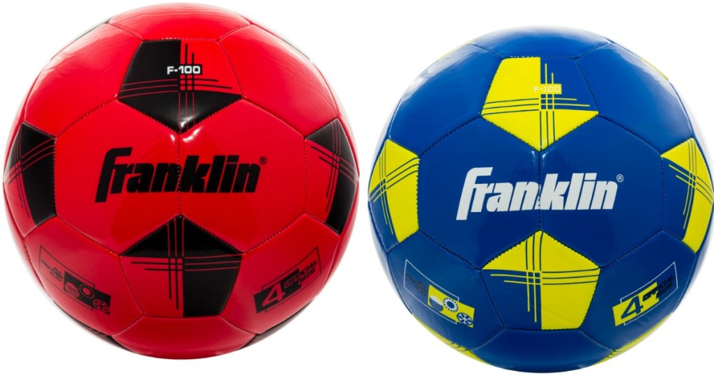 red and blue Franklin youth soccer balls