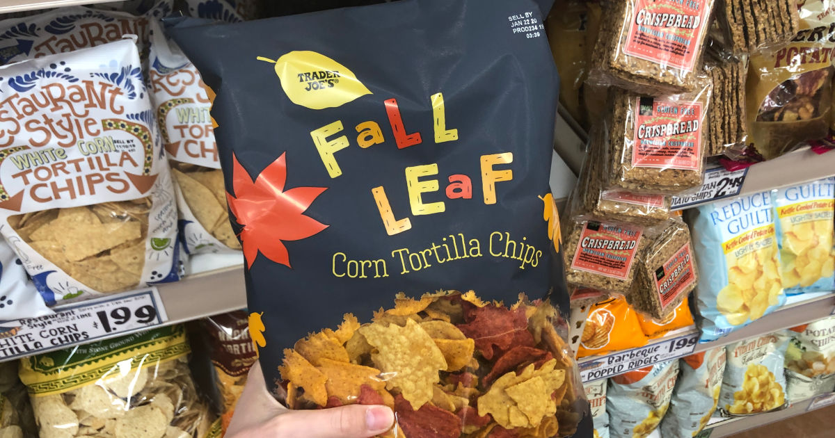 best Trader Joe's Thanksgiving foods - Fall Leaf Corn Tortilla Chips