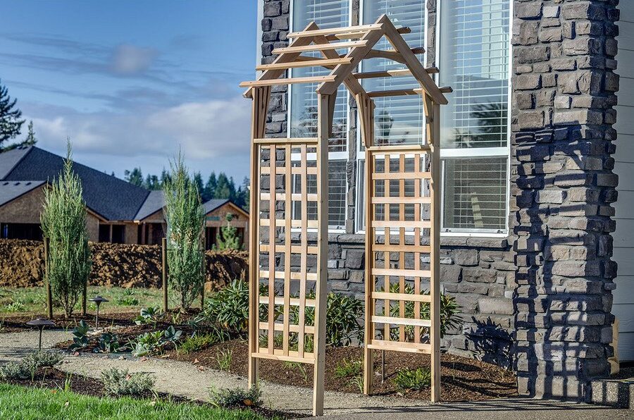 garden trellis by house