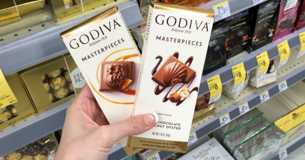 Hand holding Godiva Masterpieces Bar