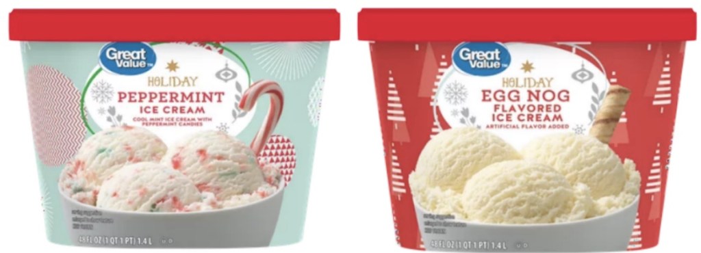 Cartons of Great Value Holiday Ice Creams