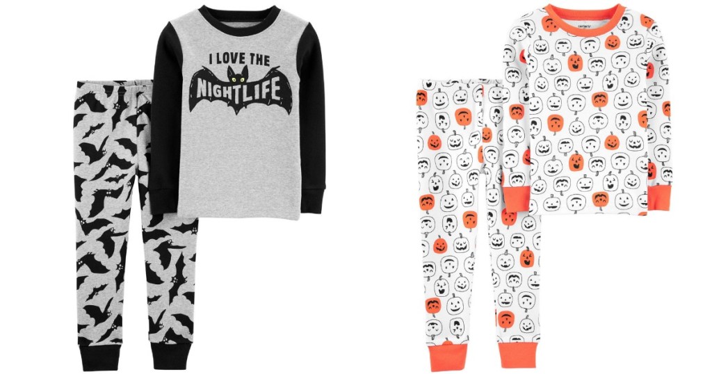 Halloween 2-Piece carter's pajama sets in Bat and Pumpkin designs